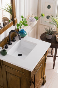 Brookfield 26" Single Vanity, Country Oak w/ 3 CM White Zeus Quartz Top James Martin Vanities
