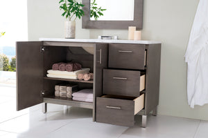 Metropolitan 48" Silver Oak Single Vanity w/ 3 CM Arctic Fall Solid Surface Top James Martin Vanities