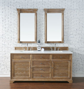 Savannah 72" Double Vanity Cabinet, Driftwood, w/ 3 CM White Zeus Quartz Top James Martin Vanities