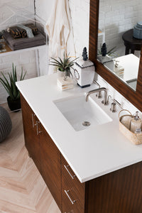 Metropolitan 48" Single Vanity, American Walnut, w/ 3 CM White Zeus Quartz Top James Martin Vanities