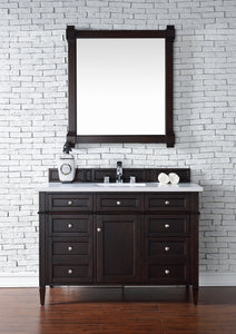 Brittany 48" Burnished Mahogany Single Vanity w/ 3 CM White Zeus Quartz Top James Martin Vanities