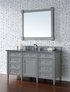 Brittany 60" Urban Gray Single Vanity w/ 3 CM Charcoal Soapstone Quartz Top James Martin Vanities