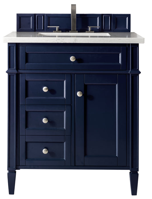 Brittany 30" Single Vanity, Victory Blue w/ 3 CM Arctic Fall Solid Surface Top James Martin Vanities