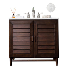 Load image into Gallery viewer, Portland 36&quot; Single Vanity, Burnished Mahogany, w/ 3 CM White Zeus Quartz Top James Martin Vanities