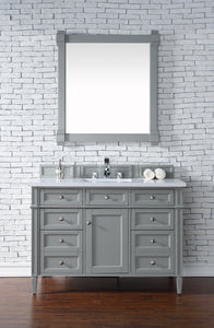 Brittany 48" Urban Gray Single Vanity w/ 3 CM White Zeus Quartz Top James Martin Vanities