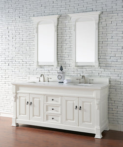 Brookfield 72" Double Vanity, Bright White w/ 3 CM White Zeus Quartz Top James Martin Vanities