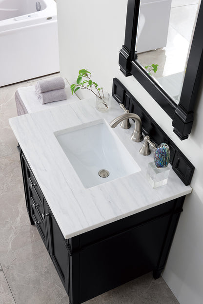 Brittany 30" Single Vanity, Black Onyx w/ 3 CM Arctic Fall Solid Surface Top James Martin Vanities