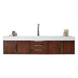 Mercer Island 72" Single Vanity, Coffee Oak w/ Glossy White Composite Top James Martin Vanities