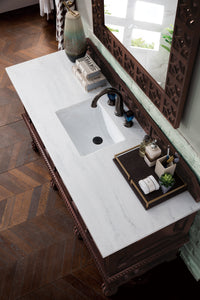 Balmoral 60" Antique Walnut Single Vanity w/ 3 CM Arctic Fall Solid Surface Top James Martin Vanities