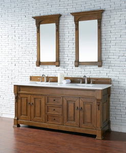 Brookfield 72" Double Vanity, Country Oak w/ 3 CM White Zeus Quartz Top James Martin Vanities