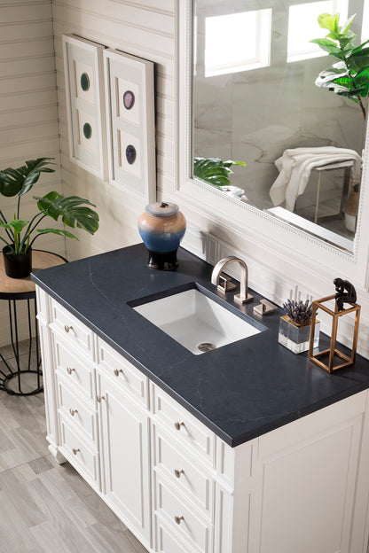 Bristol 48" Single Vanity, Bright White, w/ 3 CM Charcoal Soapstone Quartz Top James Martin Vanities