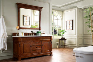 Brookfield 60" Single Vanity, Warm Cherry w/ 3 CM Arctic Fall Solid Surface Top James Martin Vanities