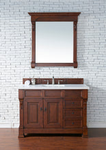 Load image into Gallery viewer, Brookfield 48&quot; Single Vanity, Warm Cherry w/ 3 CM White Zeus Quartz Top James Martin Vanities