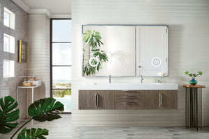 Mercer Island 72" Double Vanity, Ash Gray w/ Glossy White Composite Top James Martin Vanities