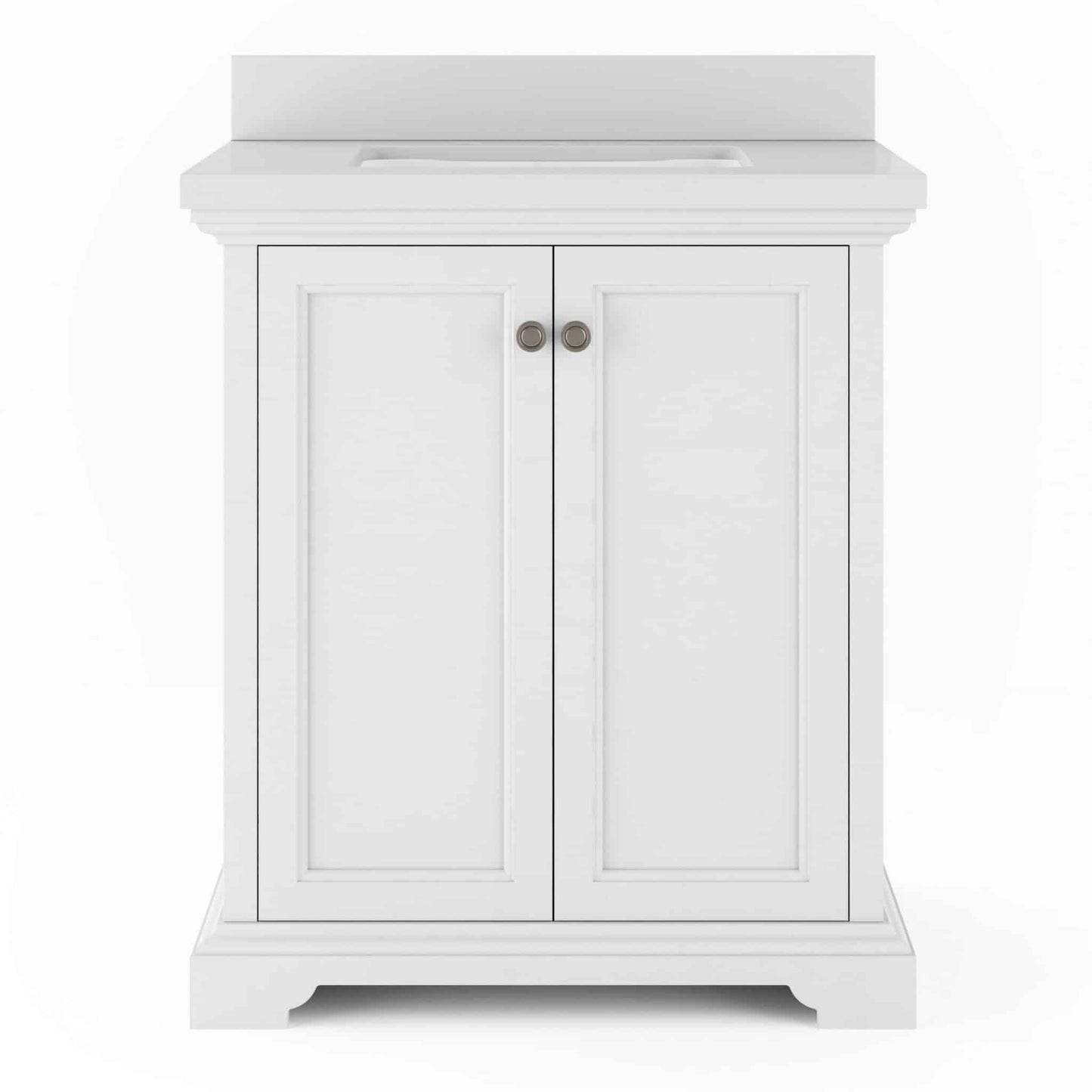 30" Portage Peak Vanity in White with Pure White Quartz Top Thomasville