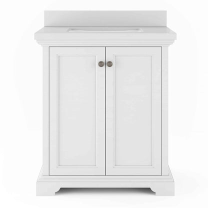 30" Portage Peak Vanity in White with Pure White Quartz Top Thomasville