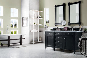 Brittany 60" Black Onyx Double Vanity w/ 3 CM Carrara Marble Top James Martin Vanities