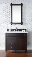 Load image into Gallery viewer, Brittany 36&quot; Burnished Mahogany Single Vanity w/ 3 CM White Zeus Quartz Top James Martin Vanities