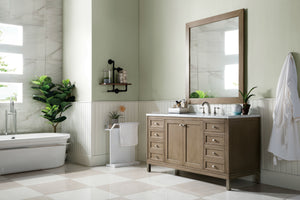 Chicago 60" Single Vanity, Whitewashed Walnut w/ 3 CM Carrara Marble Top James Martin Vanities