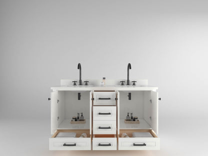 Windsor 60 Double in All Wood Vanity in Bright White - Cabinet Only