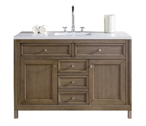 Chicago 48" Single Vanity, Whitewashed Walnut w/ 3 CM White Zeus Quartz Top James Martin Vanities