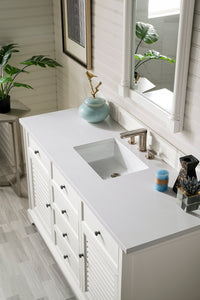 Savannah 60" Single Vanity Cabinet, Bright White, w/ 3 CM White Zeus Quartz Top James Martin Vanities