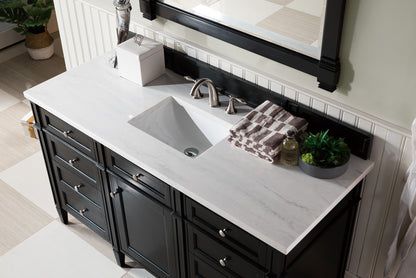 Brittany 60" Single Vanity, Black Onyx w/ 3 CM Arctic Fall Solid Surface Top James Martin Vanities
