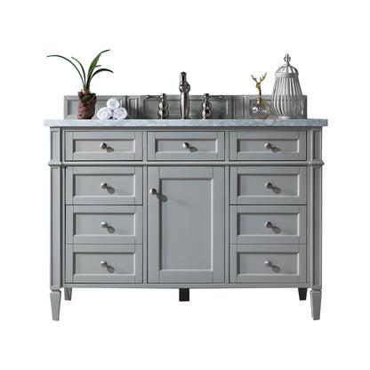Brittany 48" Urban Gray Single Vanity w/ 3 CM Carrara Marble Top James Martin Vanities