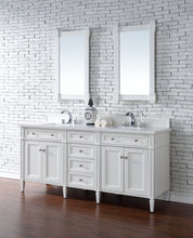 Load image into Gallery viewer, Brittany 72&quot; Bright White Double Vanity w/ 3 CM White Zeus Quartz Top James Martin Vanities