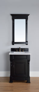 Brookfield 26" Single Vanity, Antique Black w/ 3 CM White Zeus Quartz Top James Martin Vanities