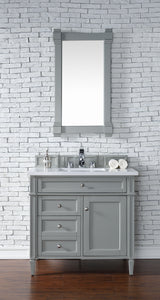 Brittany 36" Urban Gray Single Vanity w/ 3 CM White Zeus Quartz Top James Martin Vanities