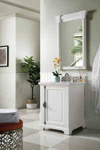 Providence 26" Bright White Single Vanity w/ 3 CM Arctic Fall Solid Surface Top James Martin Vanities