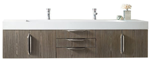 Mercer Island 72" Double Vanity, Ash Gray w/ Glossy White Composite Top James Martin Vanities