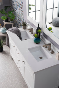 Palisades 60" Double Vanity, Bright White, w/ 3 CM Classic White Quartz Top James Martin Vanities