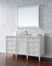 Load image into Gallery viewer, Brittany 60&quot; Bright White Single Vanity w/ 3 CM White Zeus Quartz Top James Martin Vanities