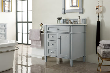 Brittany 30" Single Vanity, Urban Gray w/ 3 CM Arctic Fall Solid Surface Top James Martin Vanities