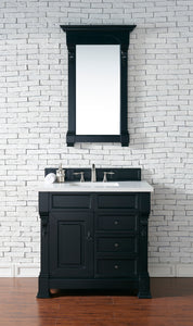 Brookfield 36" Single Vanity, Antique Black w/ 3 CM White Zeus Quartz Top James Martin Vanities