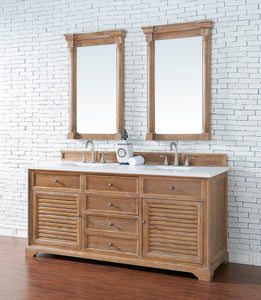 Savannah 72" Double Vanity Cabinet, Driftwood, w/ 3 CM White Zeus Quartz Top James Martin Vanities