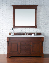 Load image into Gallery viewer, Brookfield 60&quot; Single Vanity, Warm Cherry w/ 3 CM White Zeus Quartz Top James Martin Vanities