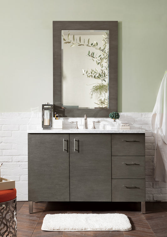 Metropolitan 48" Silver Oak Single Vanity w/ 3 CM Carrara Marble Top James Martin Vanities
