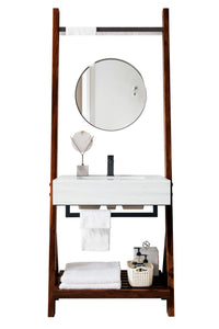 Lakeside 30" Single Vanity, Mid Century Walnut w/ Arctic Fall Solid Surface Top James Martin Vanities