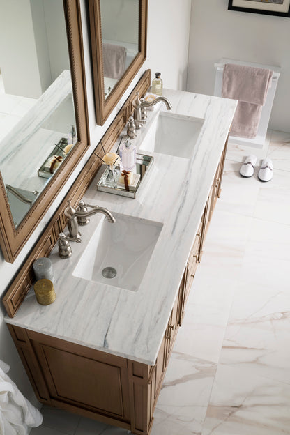 Bathroom Vanities Outlet Atlanta Renovate for LessBristol 72" Double Vanity, Whitewashed Walnut, w/ 3 CM Arctic Fall Solid Surface Top