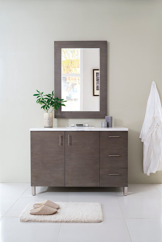 Metropolitan 48" Silver Oak Single Vanity w/ 3 CM Arctic Fall Solid Surface Top James Martin Vanities
