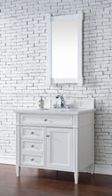 Load image into Gallery viewer, Brittany 36&quot; Bright White Single Vanity w/ 3 CM White Zeus Quartz Top James Martin Vanities