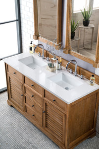 Bathroom Vanities Outlet Atlanta Renovate for LessSavannah 60" Double Vanity Cabinet, Driftwood, w/ 3 CM White Zeus Quartz Top