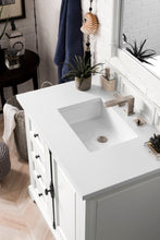 Load image into Gallery viewer, Providence 36&quot; Single Vanity Cabinet, Bright White, w/ 3 CM Classic White Quartz Top James Martin