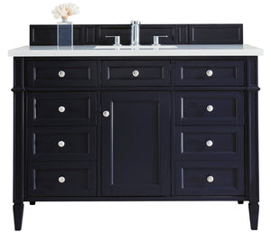 Brittany 48" Victory Blue Single Vanity w/ 3 CM White Zeus Quartz Top James Martin Vanities