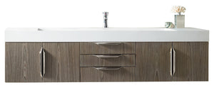 Mercer Island 72" Single Vanity, Ash Gray w/ Glossy White Composite Top James Martin Vanities