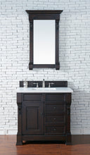 Load image into Gallery viewer, Brookfield 36&quot; Single Vanity, Burnished Mahogany w/ 3 CM White Zeus Quartz Top James Martin Vanities