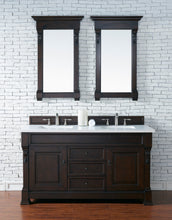 Load image into Gallery viewer, Brookfield 60&quot; Double Vanity, Burnished Mahogany w/ 3 CM Classic White Quartz Top James Martin Vanities